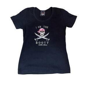 Bad to the Bone “ I am the booty” Cancun Mexico women cut small t-shirt/ black